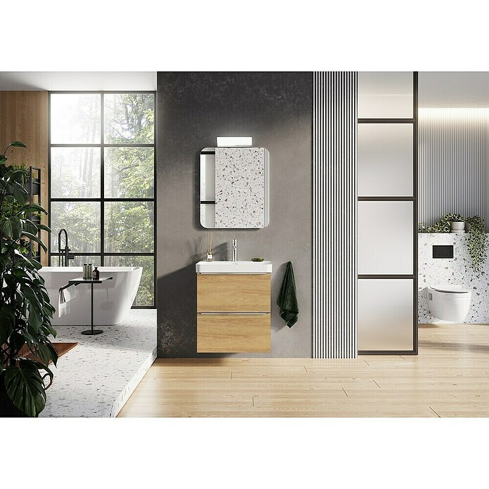 Riva Beauty 2.0 Waschtischunterschrank (B x T x H: 58,5 x 43,7 x 63,5 cm, Natural Hickory) | BAUHAUS