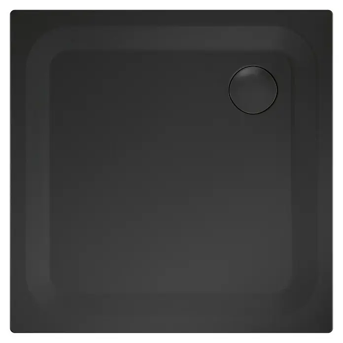 Sanicomfort Duschwanne - L x B: 90 x 90 cm, Stahl, Schwarz - Schwarze Duschwanne mit Ablauf in der Ecke, quadratisch und modern für jedes Badezimmerdesign.