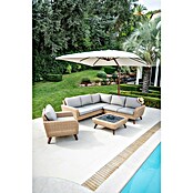 Conjunto de muebles Royal sofá esquinero + sillón + mesa (3 pzs., Ratán sintético/Aluminio, Beige) | BAUHAUS