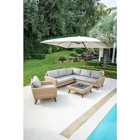 Conjunto de muebles Royal sofá esquinero + sillón + mesa