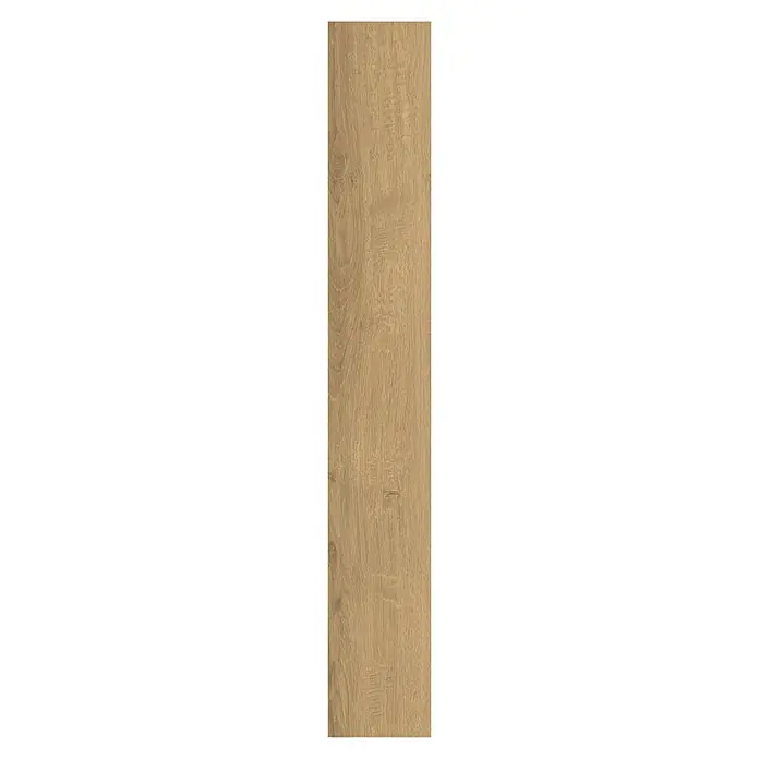 Egger Laminat NatureSense Aqua - Sherman Eiche honig, Landhausdiele, 1.292 x 193 x 8 mm - Nahaufnahme einer einzelnen Parkettfliese in warmen Brauntönen mit markanter Holzmaserung und Astlöchern.