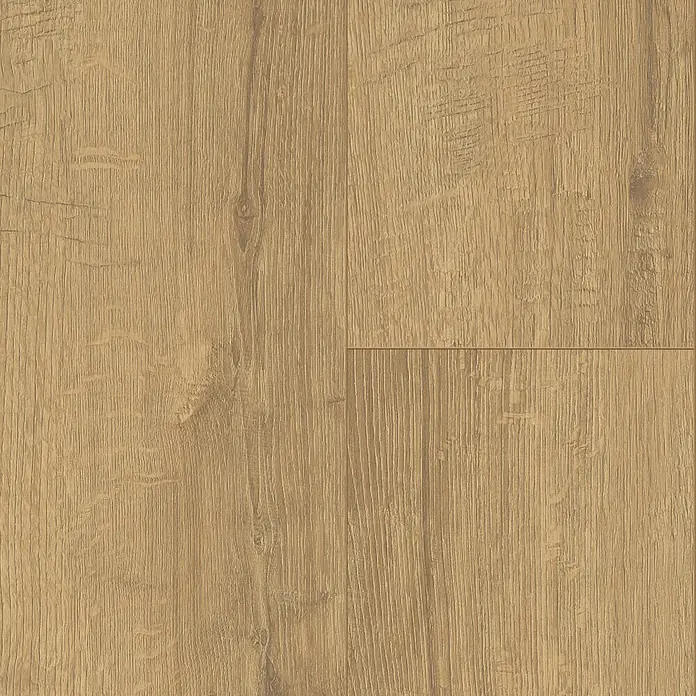 Egger Laminat NatureSense Aqua - Sherman Eiche honig, Landhausdiele, 1.292 x 193 x 8 mm - Nahaufnahme eines Laminatbodens in warmen, natürlichen Holztönen, ideal für ein gemütliches Ambiente.