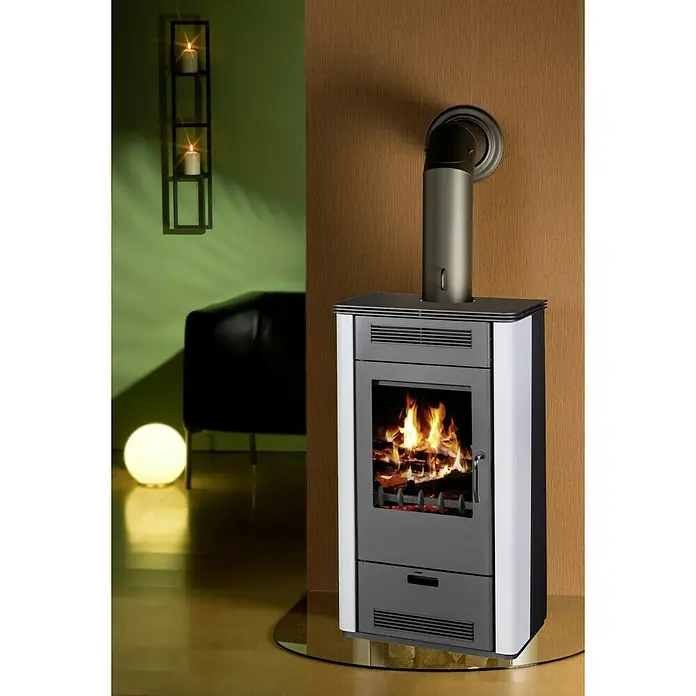 Firefix Kaminofen-Set Etna - 7 kW, Raumheizvermögen: 140 m³, Material Verkleidung: Stahl, Anthrazit/Weiß - Moderner Kaminofen mit Holzfeuer. Das stilvolle Design fügt sich nahtlos in jedes Wohnambiente ein und sorgt für Wärme und Gemütlichkeit.