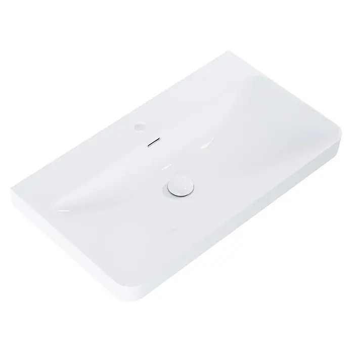 Riva Beauty 2.0 Einbauwaschbecken - 81 x 46,4 cm, Weiß - Elegantes, weißes Waschbecken für das Badezimmer. Das moderne Design besticht durch klare Linien und eine glatte Oberfläche.