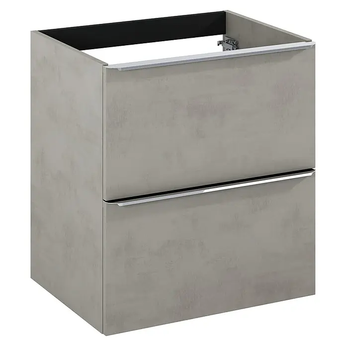 Riva Beauty 2.0 Waschtischunterschrank - B x T x H: 58,5 x 43,7 x 63,5 cm, Chromix Silver - Dieser Waschtischunterschrank in Betonoptik mit zwei Schubladen bietet stilvollen Stauraum im Badezimmer. Die Griffe sind in Chrom gehalten.