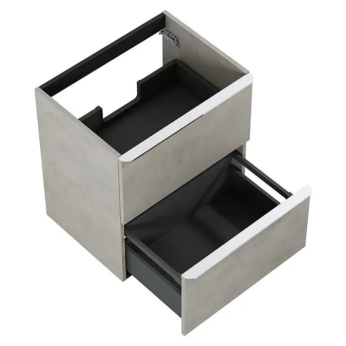 Riva Beauty 2.0 Waschtischunterschrank - B x T x H: 58,5 x 43,7 x 63,5 cm, Chromix Silver - Ein moderner Waschtischunterschrank mit zwei Schubladen in grauer Betonoptik. Das Möbelstück bietet viel Stauraum im Badezimmer.