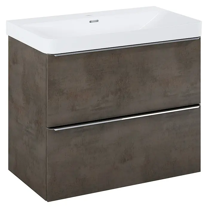 Riva Beauty 2.0 Waschtischunterschrank - B x T x H: 78,5 x 43,7 x 63,5 cm, Chromix Dark - Elegantes Waschbecken mit Unterschrank in Grau-Braun, mit zwei Schubladen und Griffen in Chromoptik für ein modernes Badambiente.