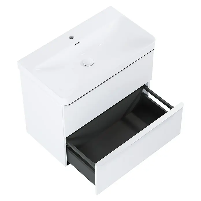 Riva Beauty 2.0 Waschtischunterschrank - B x T x H: 78,5 x 43,7 x 63,5 cm, Weiß Matt - Weißer Waschtischunterschrank mit offener Schublade und modernem Design. Perfekt für jedes Badezimmer.