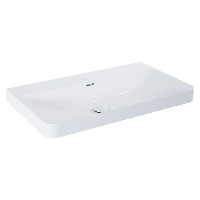 Riva Beauty 2.0 Einbauwaschbecken - 81 x 46,4 cm, Weiß - Ein schickes, rechteckiges Waschbecken in Weiß, perfekt für moderne Badezimmer. Seine sauberen Linien und das minimalistische Design machen es zum Blickfang.
