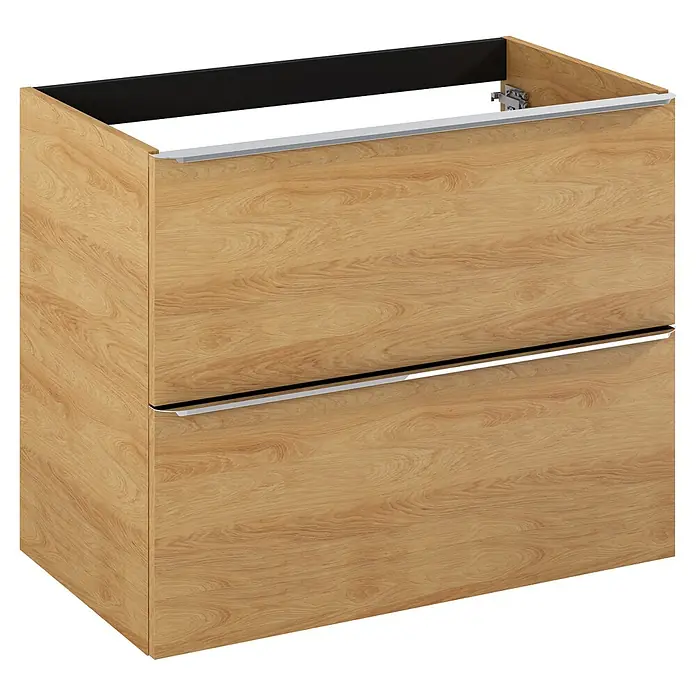 Riva Beauty 2.0 Waschtischunterschrank - B x T x H: 78,5 x 43,7 x 63,5 cm, Natural Hickory - Moderner Waschtischunterschrank in Holzoptik mit zwei Schubladen und Griffen aus Chrom für Badezimmer.
