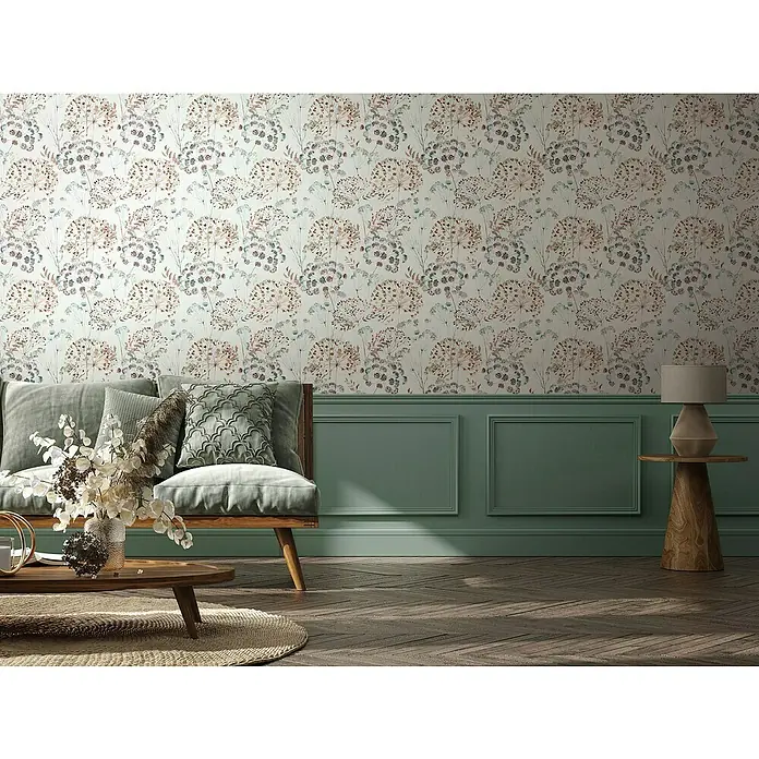 Glööckler Pompöös Provence Vliestapete - Grau/Braun/Grün, Floral, 10,05 x 0,53 m - Elegante Wandtapete mit floralem Muster. Das Design verleiht jedem Raum eine stilvolle und natürliche Note, ideal für ein gemütliches Ambiente.