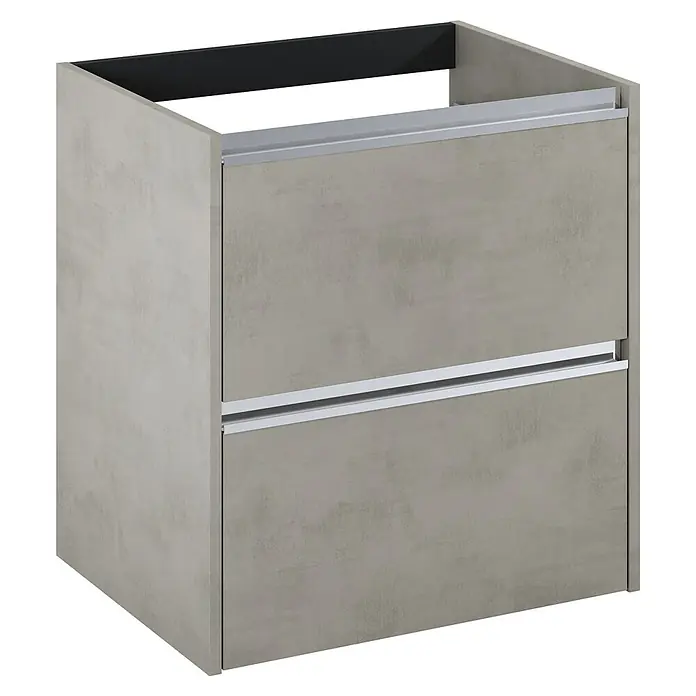 Riva Urban 2.0 Waschtischunterschrank - B x T x H: 60 x 45,1 x 63,5 cm, Chromix Silver - Moderne graue Badezimmermöbel mit zwei Schubladen und schlichten silbernen Griffen für ein elegantes und praktisches Design.