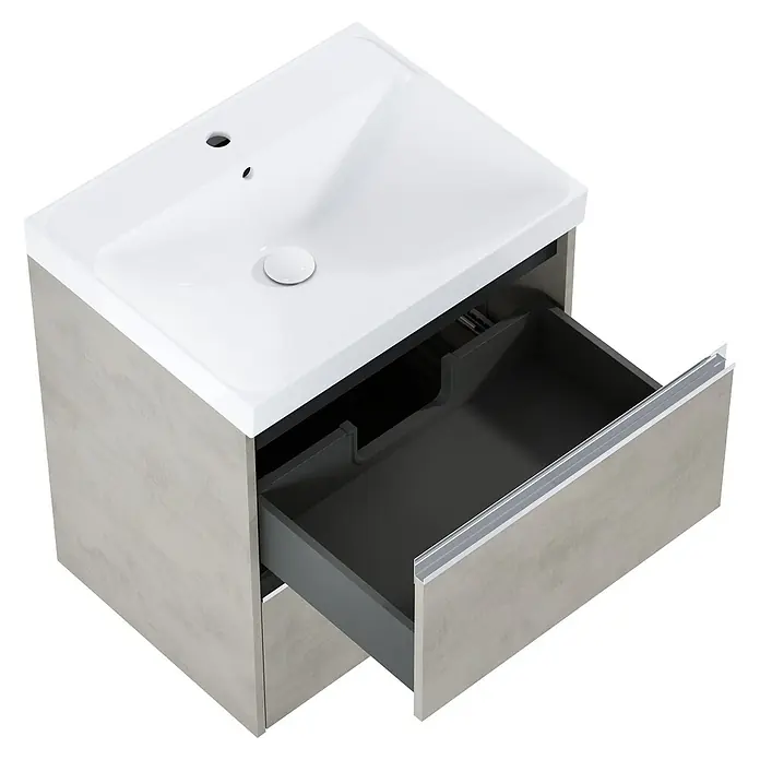 Riva Urban 2.0 Waschtischunterschrank - B x T x H: 60 x 45,1 x 63,5 cm, Chromix Silver - Moderne Waschtisch-Kombination mit offenem Schubladen-Design. Stilvolle Badmöbel für zeitgemäße Badezimmergestaltung.