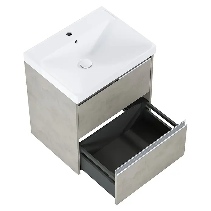 Riva Urban 2.0 Waschtischunterschrank - B x T x H: 60 x 45,1 x 63,5 cm, Chromix Silver - Ein moderner Waschtischunterschrank mit offenem Auszug und stilvollem Design. Perfekt für jedes Badezimmer, bietet er praktischen Stauraum.