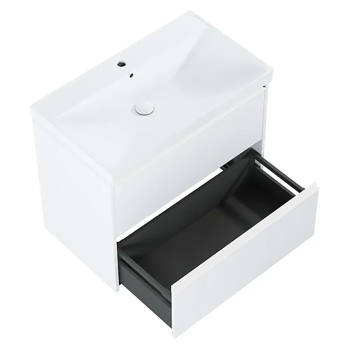 Riva Urban 2.0 Waschtischunterschrank - B x T x H: 80 x 45,1 x 63,5 cm, Weiß Matt - Weißer Waschtischunterschrank mit Auszug. Ideal für Badezimmer, bietet er praktischen Stauraum und modernes Design.