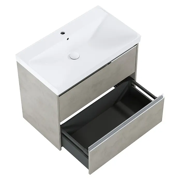 Riva Urban 2.0 Waschtischunterschrank - B x T x H: 80 x 45,1 x 63,5 cm, Chromix Silver - Moderne Waschtischkombination mit offenem Schubfach und Waschbecken aus Keramik für ein stilvolles Badezimmerdesign.