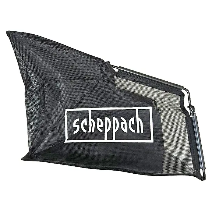 Scheppach Grasfangkorb - Passend für: Hurricane Elektro-Vertikutierer HEV-S-1600-38 - Schwarzer Fangkorb aus Netzstoff mit weißem „scheppach“-Logo.