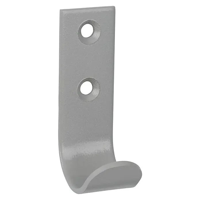 Walteco Garderobenhaken A1 - L x B x H: 60 x 20,2 x 30,5 mm, Anzahl Haken: 1 Stk., Grau - Silbergrauer Metallhaken mit zwei Befestigungslöchern.