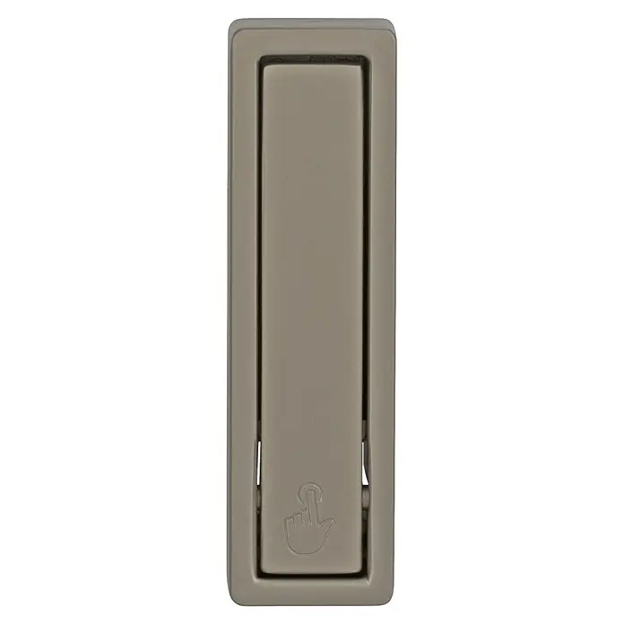 Walteco Garderobenhaken - L x B x H: 70 x 20 x 12 mm, Anzahl Haken: 1 Stk., Vernickelt matt - Rechteckiger, satinierter Metall-Push-to-Open-Verschluss mit Finger-Symbol.