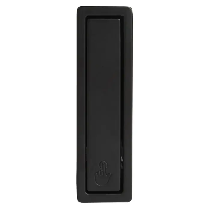Walteco Garderobenhaken - L x B x H: 70 x 20 x 12 mm, Anzahl Haken: 1 Stk., Mattschwarz - Schwarzer, bündiger Push-to-Open-Verschluss mit Fingerdruck-Symbol.