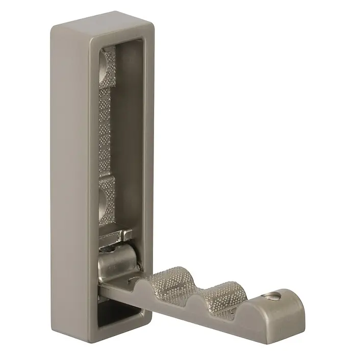 Walteco Garderobenhaken - L x B x H: 70 x 20 x 12 mm, Anzahl Haken: 1 Stk., Vernickelt matt - Silberfarbene Metall-Gardinenstangenhalterung mit texturiertem Auflagearm.