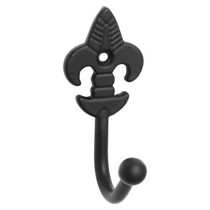 Walteco Garderobenhaken Lilie - L x B x H: 95 x 95 x 31 mm, Gesamtstückzahl: 2 Stk., Mattschwarz - Schwarzer dekorativer Wandhaken mit Fleur-de-lis-inspiriertem Design.