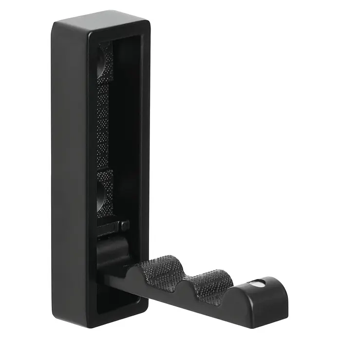 Walteco Garderobenhaken - L x B x H: 70 x 20 x 12 mm, Anzahl Haken: 1 Stk., Mattschwarz - Schwarze Wandhalterung mit zwei texturierten, U-förmigen Rillen.