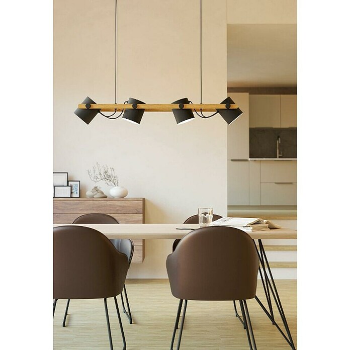 Eglo Hornwood Lámpara colgante (112 W, L x An x Al: 18 x 110 x 110 cm, Negro/Marrón, E27) | BAUHAUS