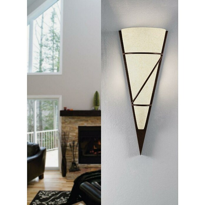 Eglo Aplique de pared Pascal (60 W, L x An x Al: 18 x 12 x 48 cm, Marrón, E14) | BAUHAUS