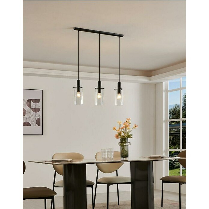 Eglo Lámpara colgante (3 × 60 W, Negro, Altura: 110 cm)