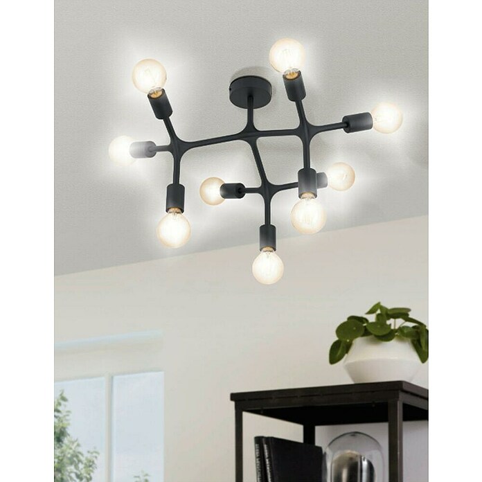 Eglo Bocadella Plafón redondo (540 W, Ø x Al: 64 x 36,5 cm, Negro, E27) | BAUHAUS