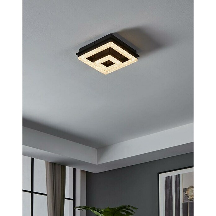 Eglo Plafón LED Fradelo 1 (12 W, L x An x Al: 26 x 26 x 8,5 cm, Negro/blanco, Blanco cálido) | BAUHAUS