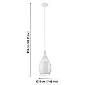 Eglo Lámpara colgante redonda Razoni (Blanco, Altura: 110 cm, Potencia máx.: 60 W, E27, 1 luz)