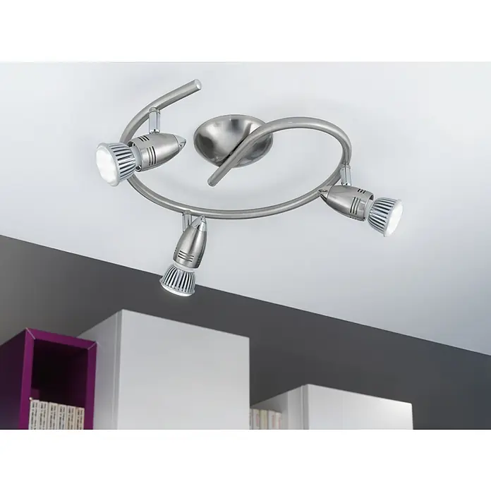 Eglo LED-Deckenstrahler MAGNUM-LED - 9 W, L x B x H: 25,5 x 0 x 295 cm, Nickel-matt/Chrom, 3 Stk. - Deckenleuchte mit drei Strahlern. Die Lampe ist aus Metall und hat ein modernes Design für eine helle und stilvolle Beleuchtung.