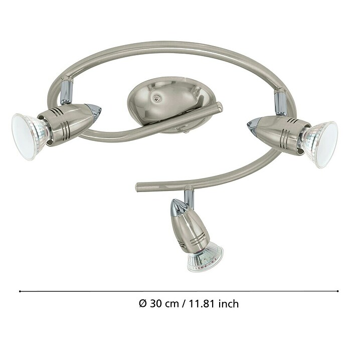 Eglo LED-Deckenstrahler MAGNUM-LED (9 W, L x B x H: 25,5 x 0 x 295 cm, Nickel-matt/Chrom, 3 Stk.) | BAUHAUS