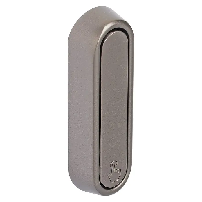 Walteco Garderobenhaken - L x B x H: 72 x 22,5 x 12 mm, Anzahl Haken: 1 Stk., Anthrazit - Dunkelgrauer, satinierter rechteckiger Druckknopf mit einem Finger-Symbol.