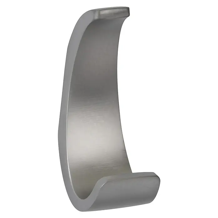 Walteco Garderobenhaken Brig - L x B x H: 68 x 23,5 x 43 mm, Anzahl Haken: 1 Stk., Verchromt matt - Gebürsteter silberner C-förmiger Wandhaken für Handtücher oder Bademäntel.