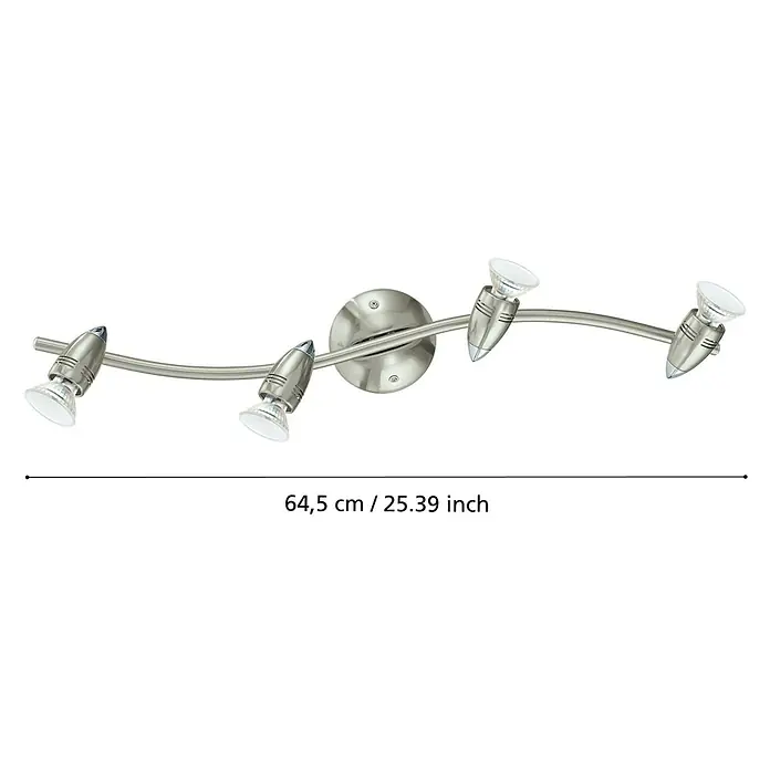 Eglo LED-Deckenstrahler MAGNUM-LED - 12 W, Nickel-matt/Chrom, 4 Stk. - Eine moderne Nickel-Spotleuchte mit vier Strahlern. Ideal für stilvolle Beleuchtung im Wohnraum.