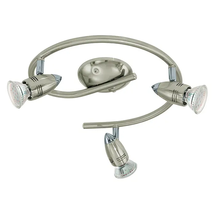 Eglo LED-Deckenstrahler MAGNUM-LED - 9 W, L x B x H: 25,5 x 0 x 295 cm, Nickel-matt/Chrom, 3 Stk. - Moderne Deckenleuchte mit gebogenem Metallgestell und drei verstellbaren Strahlern. Elegantes Design für stilvolle Beleuchtung.