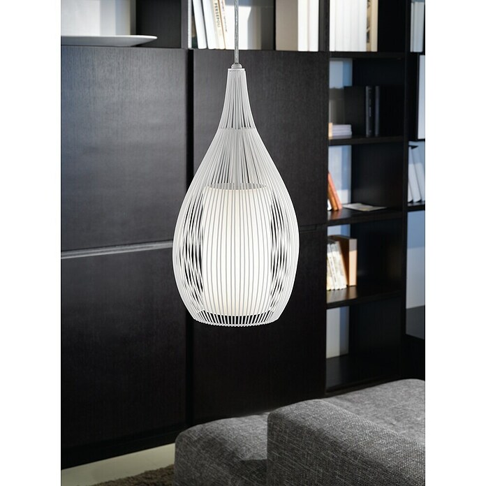 Eglo Lámpara colgante redonda Razoni (Blanco, Altura: 110 cm, Potencia máx.: 60 W, E27, 1 luz)