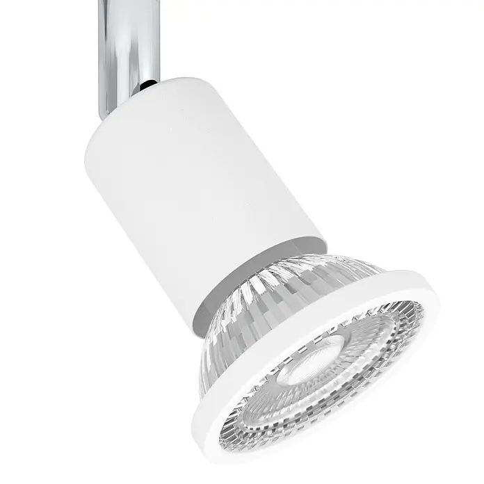 Eglo Sarria Wandstrahler SARRIA - 9 W, Weiß/Chrom, GU10, 2 Stk. - Nahaufnahme einer weißen LED-Deckenleuchte, die ein modernes und energieeffizientes Design für die Innenraumbeleuchtung bietet.