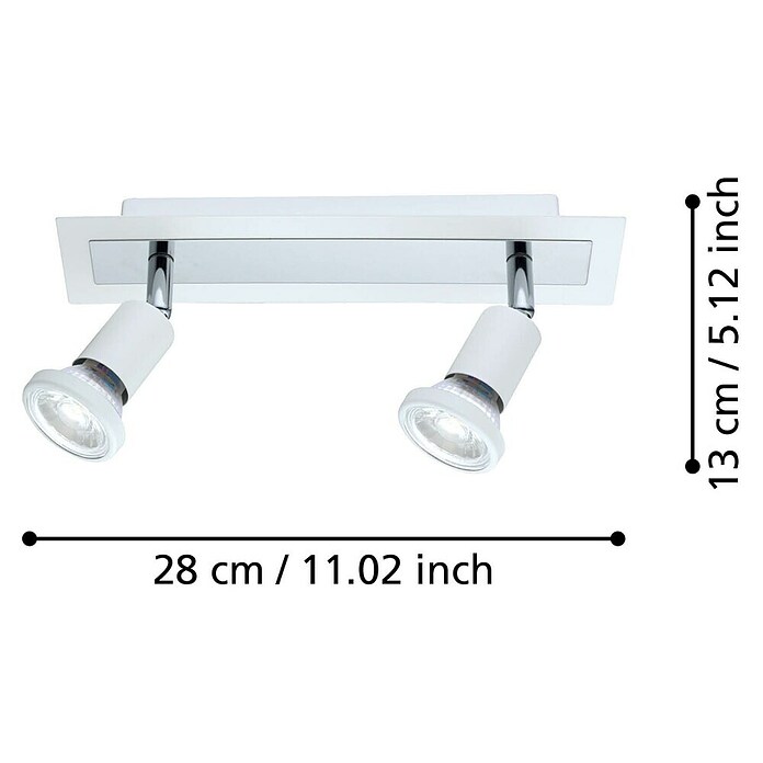 SARRIA, SPOT        2X5W,GU10,WHI/CHR.
