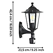 Eglo Laterna 4 Vanjska zidna svjetiljka  (60 W, Crne boje, Prozirno, IP44, Senzor pokreta) | BAUHAUS