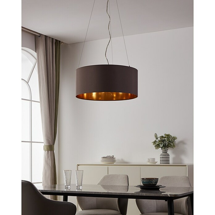 Eglo Maserlo Pendelleuchte rund (Cappuccino, Höhe: 110 cm, Max. Leistung: 180 W, E27, 3-flammig)