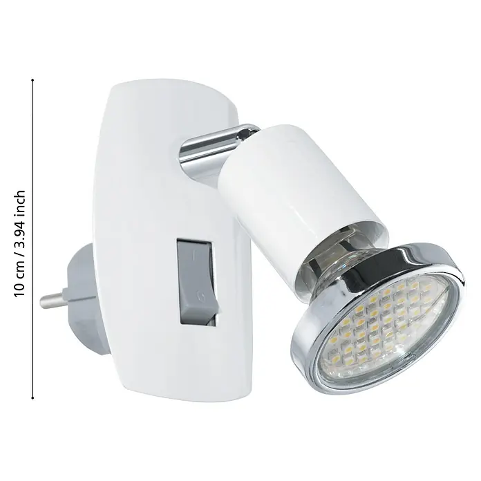 Eglo Mini 4 Steckdosenspot - 3 W, Weiß - Wandleuchte mit Schalter und LED-Lichtquelle, ideal zur flexiblen Beleuchtung von Räumen.