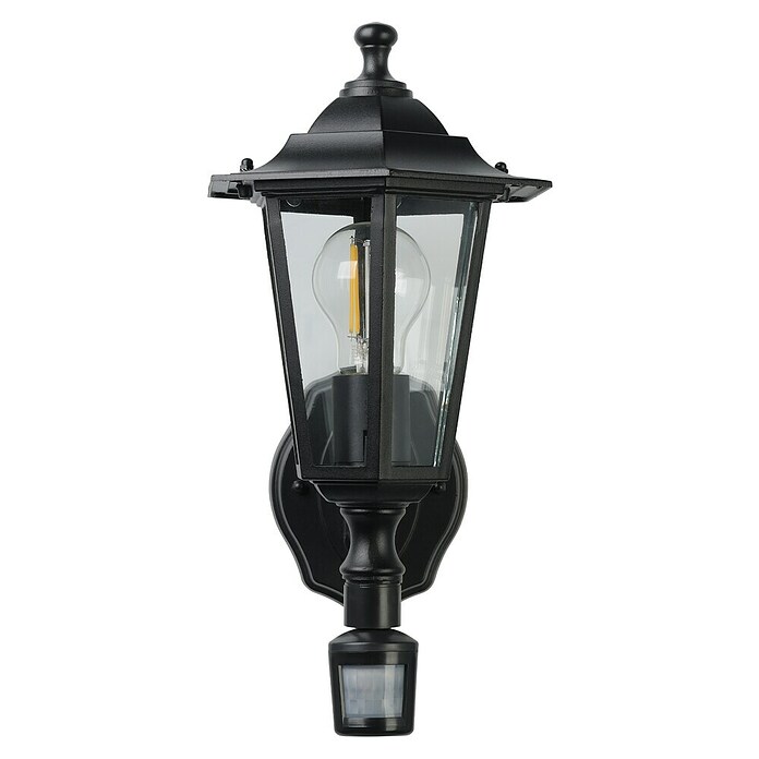 Eglo Laterna 4 Vanjska zidna svjetiljka  (60 W, Crne boje, Prozirno, IP44, Senzor pokreta) | BAUHAUS