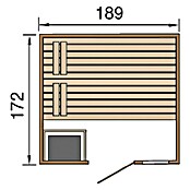 Weka Massivholzsauna (Mit 9 kW Saunaofen mit integrierter Steuerung, Inkl. Spezial-Saunenleuchten-Set, 172 x 189 x 203,5 cm)