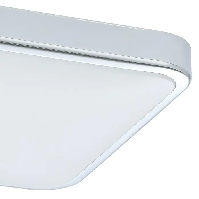 Eglo LED-Deckenleuchte Manilva 1 - 16 W, L x B x H: 29 x 29 x 7 cm, Weiß/Chrom, Warmweiß - Moderne Deckenleuchte mit klarem, minimalistischem Design und schlankem silbernen Rahmen. Ideal für moderne Innenräume.