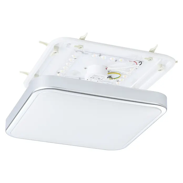 Eglo LED-Deckenleuchte Manilva 1 - 16 W, L x B x H: 29 x 29 x 7 cm, Weiß/Chrom, Warmweiß - Modernes Design mit dem quadratischen LED Deckenleuchte für eine angenehme Beleuchtung im Raum. Praktisch und stilvoll.
