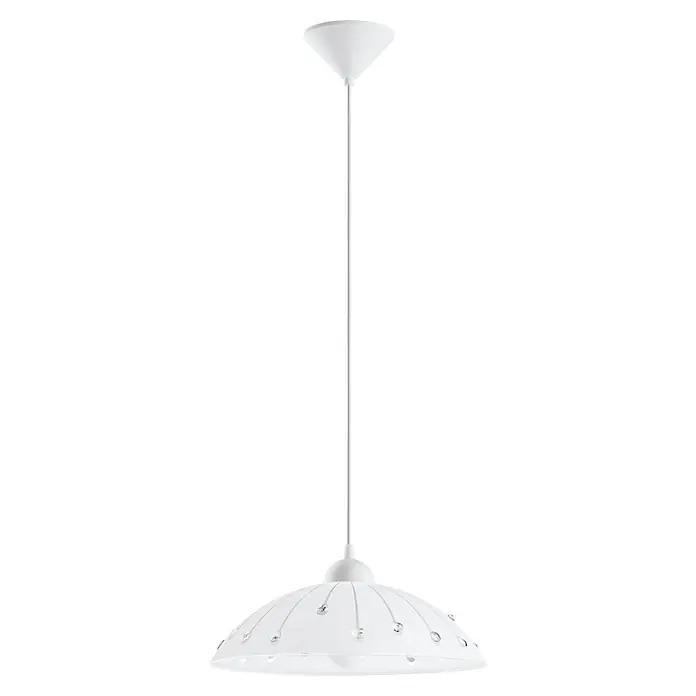 Eglo Vetro Pendelleuchte - Ø x H: 350 mm x 110 cm, Weiß - Elegante weiße Pendelleuchte mit zarten Kristallakzenten, die jedem Raum einen Hauch von Luxus verleiht. Ideal für stilvolle Beleuchtung.